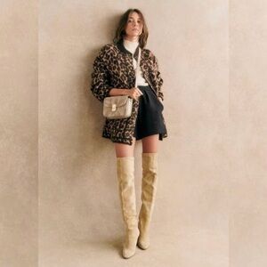 selling sézane ‘nathael’ leopard print jacket nwt